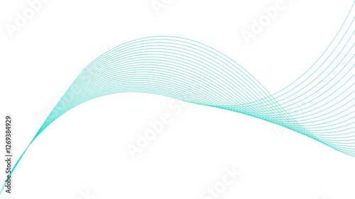 Cyan color geometric wavy lines minimal elegant background. Creative wave line background 4k video.