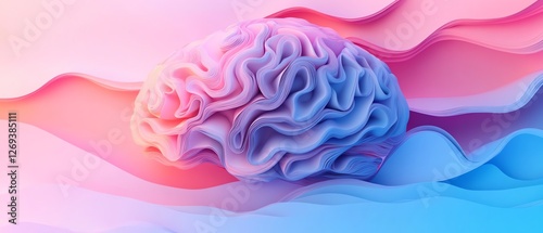 Multilayered paper art human brain, elegant depth effect, soft lighting, anatomical accuracy, pastel and neon blend, modern neuroscience concept, ultraHD digital artwork photo