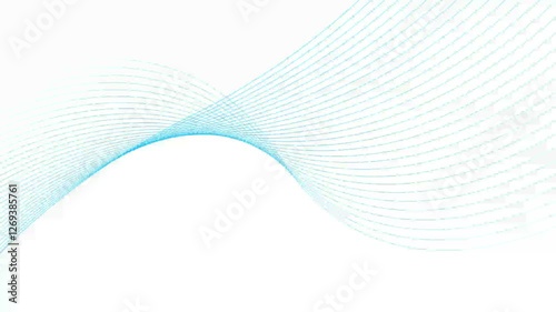 Abstract cyan color geometric wavy lines minimal elegant background. Seamless loop rotation line background 4k video.