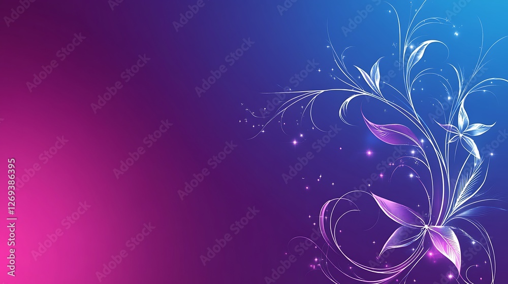 Abstract Floral Design With Glowing Purple And Blue Hues Abstract Floral Design With Glowing Purple And Blue Hues