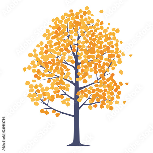 2D flat vector illustration aspen tree icon isolated on a white background.

