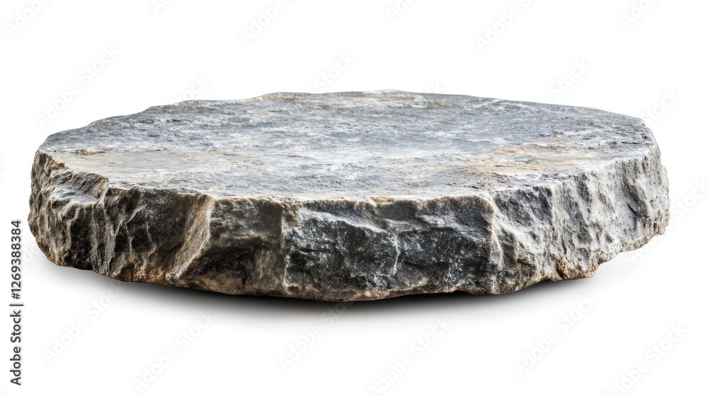 Fototapeta premium Rough stone platform, isolated, white background, product display