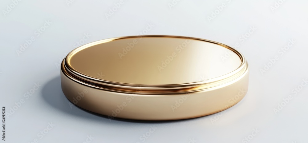Round Gold Display Platform on Light Background Round Gold Display Platform on Light Background