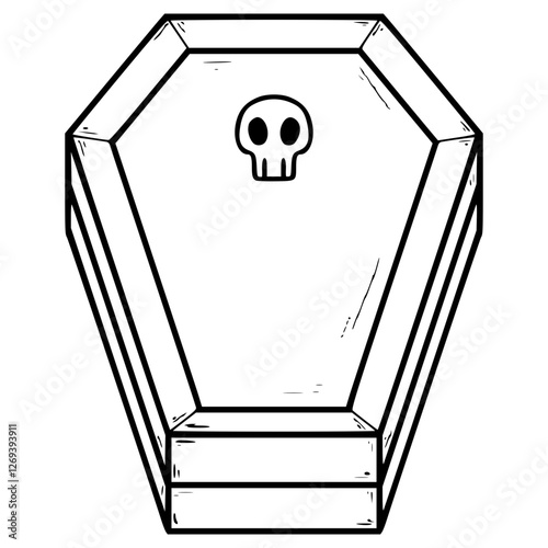 coffin illustration hand drawn outline vector