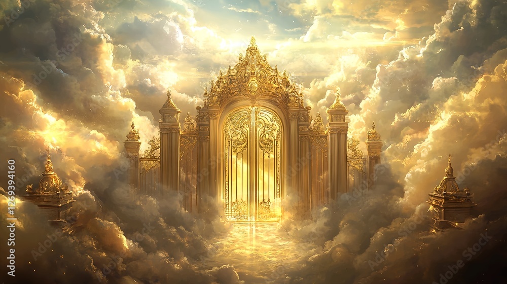Gold heaven city landscape background