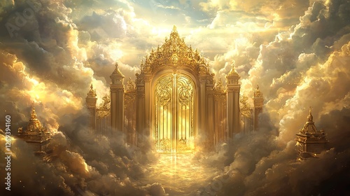 Obraz na płótnie Gold heaven city landscape background w salonie