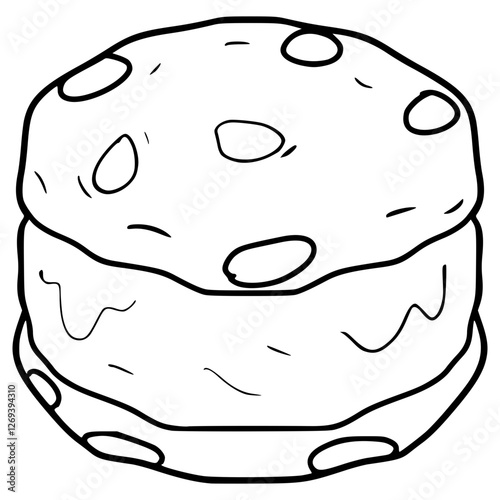 ice cream sandwich illustration hand drawn outline vector