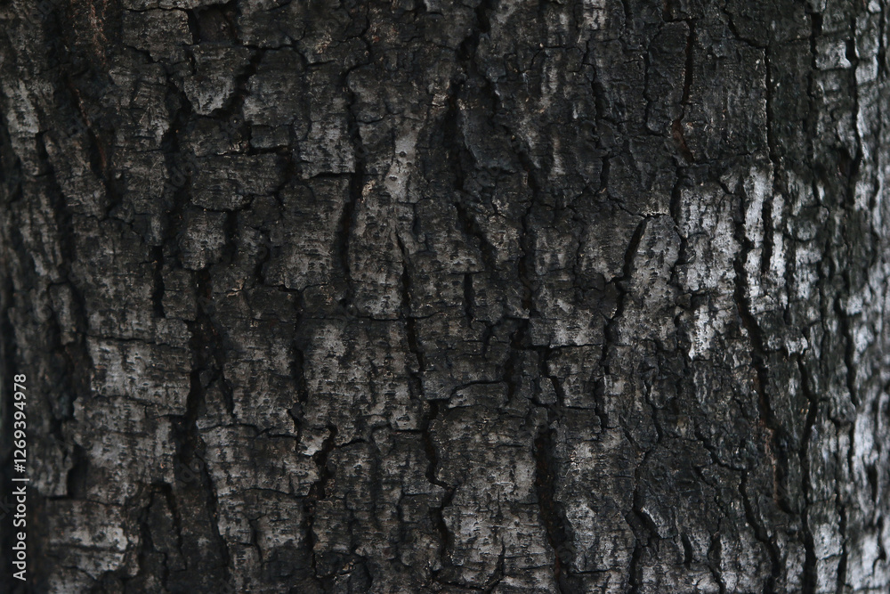 Charred Tree Bark Texture: Close-up view of dark, cracked, and charred tree bark, revealing intricate patterns and textures. Perfect for backgrounds or design elements. Charred Tree Bark Texture: Close-up view of dark, cracked, and charred tree bark, revealing intricate patterns and textures. Perfect for backgrounds or design elements.
