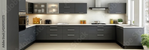 Modern Dark Grey L Shaped Kitchen Design