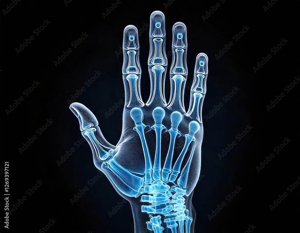Naklejka premium Detailed depiction of a human hand skeleton illustrating bones and joints