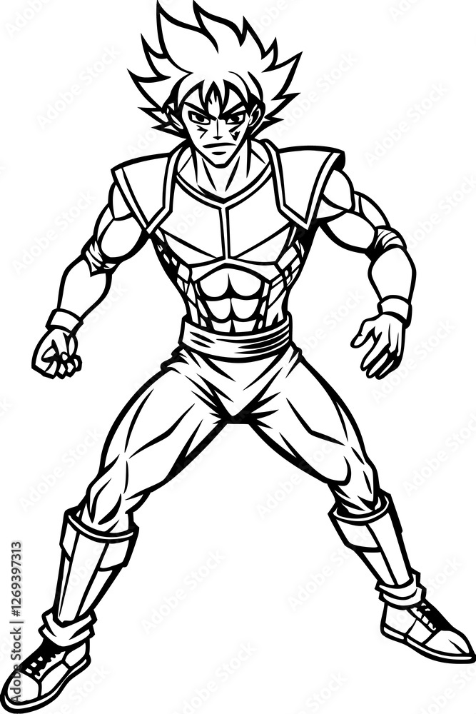 Fototapeta premium Anime colouring pages, Super hero colouring page for kids, coloring pages for kids