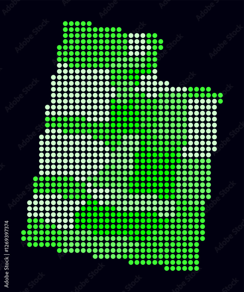 Utah dotted map. Digital style map of the state on dark background. Utah shape with circle dots. Colored dots style. Large size circles. Modern vector illustration. Utah dotted map. Digital style map of the state on dark background. Utah shape with circle dots. Colored dots style. Large size circles. Modern vector illustration.