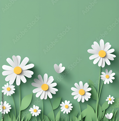 daisies on green background