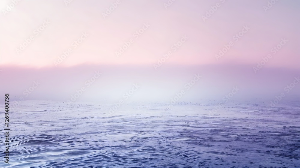 Obraz premium Misty Ocean Horizon Calm Waters With Gradient Sky At Twilight Peaceful Serene Atmosphere