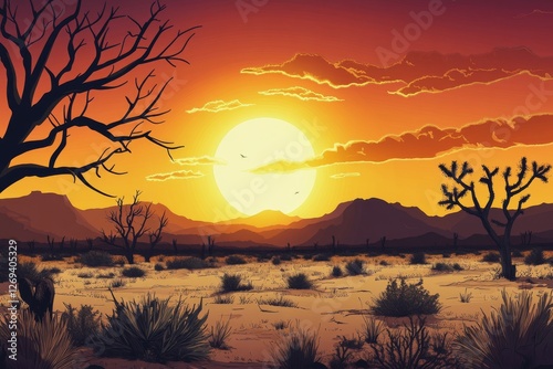 Breathtaking sunrise over the desert landscape at Wadi Rum in Jordan