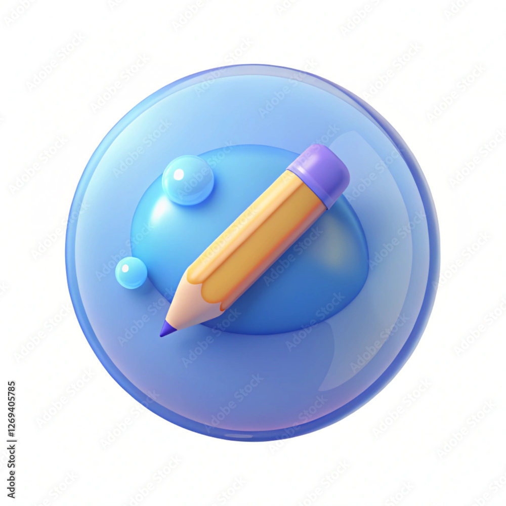 3d bubble with pencil icon.illustration vector with a white background 3d bubble with pencil icon.illustration vector with a white background