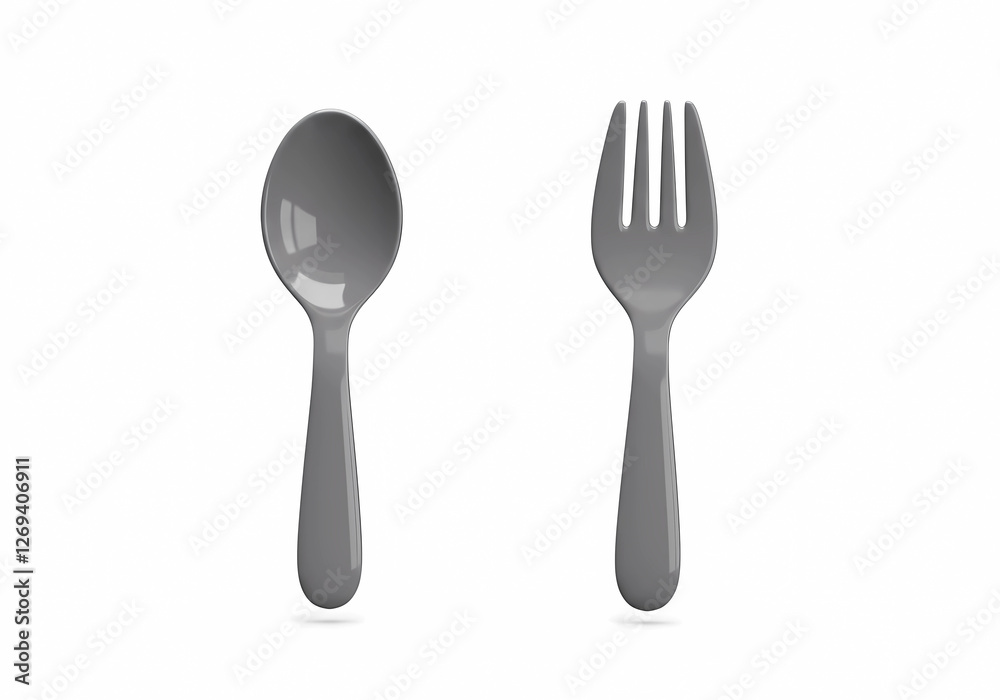 Gray Plastic Spoon and Fork Set: Perfect for Kids or Parties Gray Plastic Spoon and Fork Set: Perfect for Kids or Parties