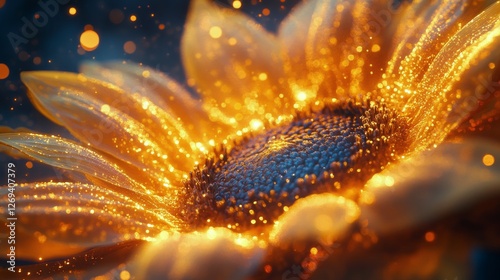 Detailed close-up view of yellow flower with intricate textures and patterns ...