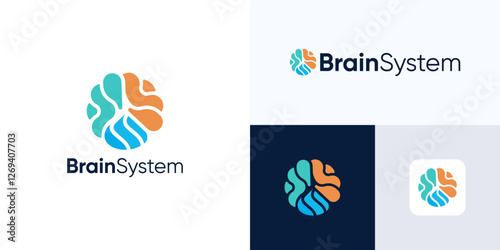 Brain Logo design. colorful modern brain logo style design, usable for technology and company logo, medical center vector illustration template.