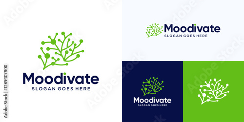 Intelligence Braintech Dotted logo, Neuro System Network, Neurology, Molecular, Brain, Lab biology neurology, logotype for science medicine education technology business Vector symbol.