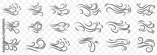 Wind vane icon in doodle sketch lines. Vector illustration.  Wind Icon Crayon Chalk Drawing Vector Set. EPS 10.
