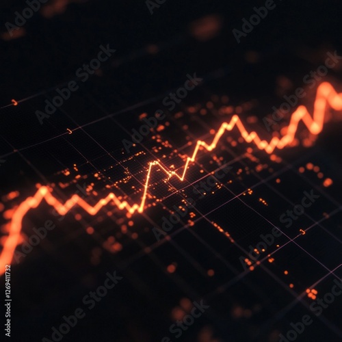 Wallpaper Mural Dynamic orange financial chart on black background showing rising market trends Torontodigital.ca
