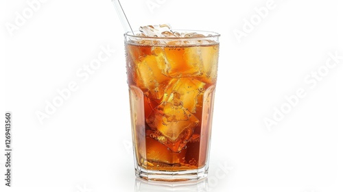 Wallpaper Mural A refreshing glass of iced cola filled with ice cubes and a straw, perfect for quenching thirst on a hot day. Torontodigital.ca