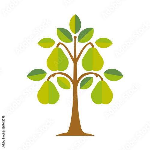2D flat vector illustration pear tree icon isolated on a white background.

