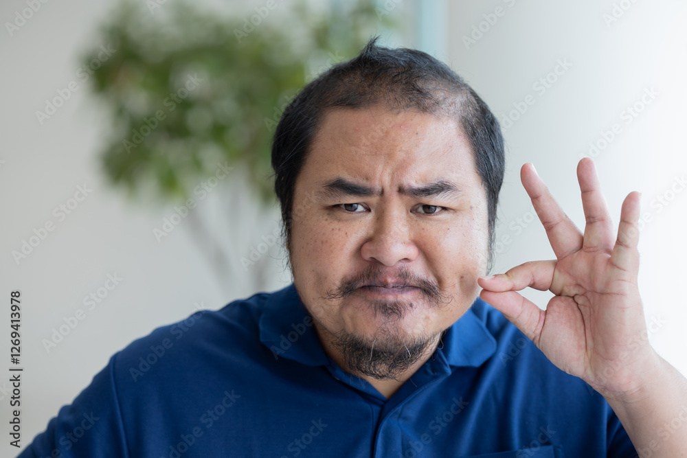 Angry upset Middle aged asian man asking you to keep quiet with zip it or shut up gesture Angry upset Middle aged asian man asking you to keep quiet with zip it or shut up gesture