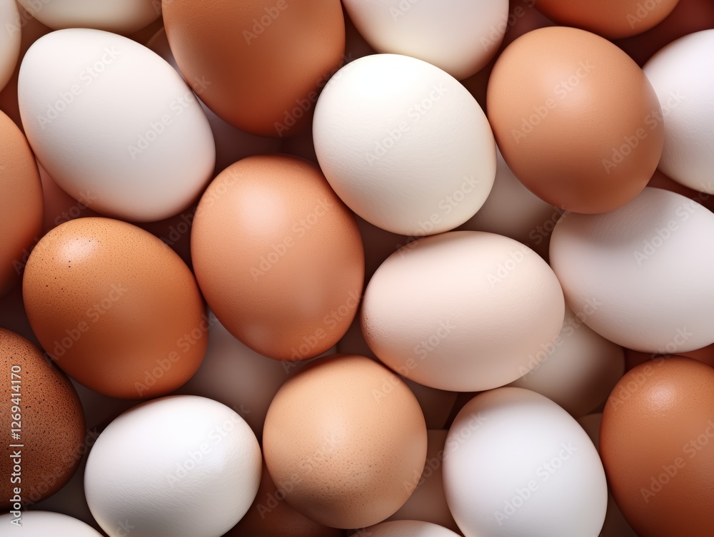 Brown and White Eggs on Soft Gradient Background Brown and White Eggs on Soft Gradient Background