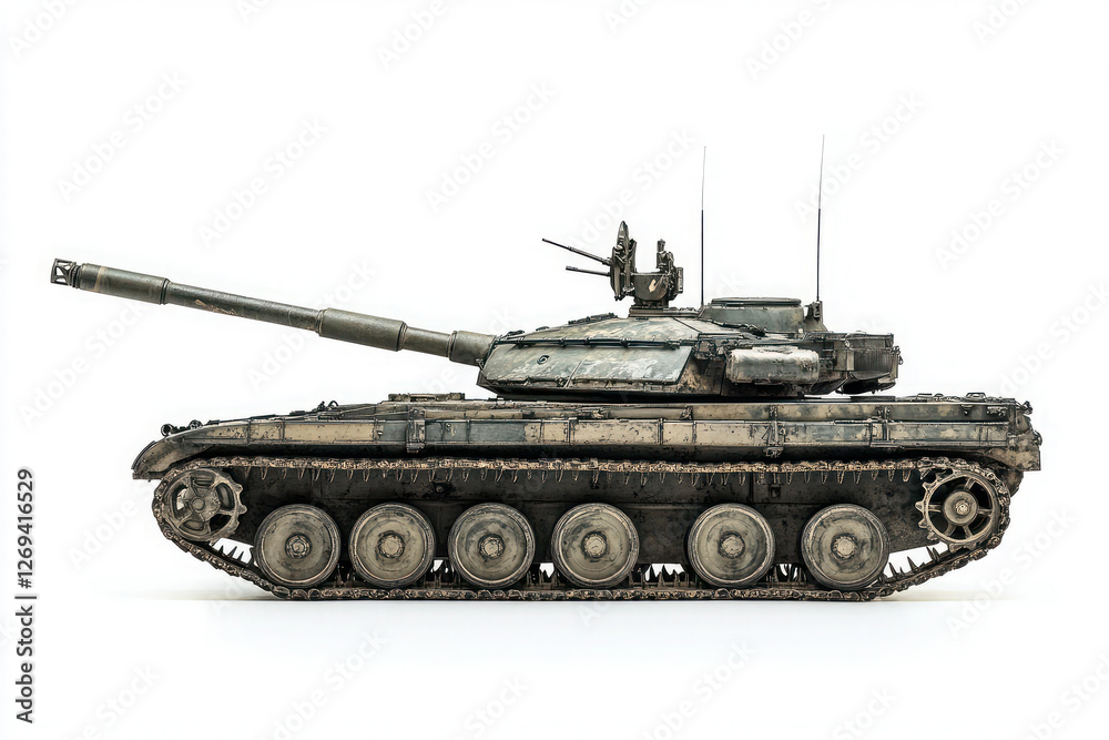 Modern Battle Tank Isolated on White Background