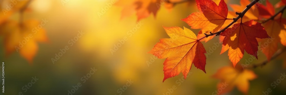Multicolored leaves on tree branches in warm light, branch, yellow, leaf Multicolored leaves on tree branches in warm light, branch, yellow, leaf