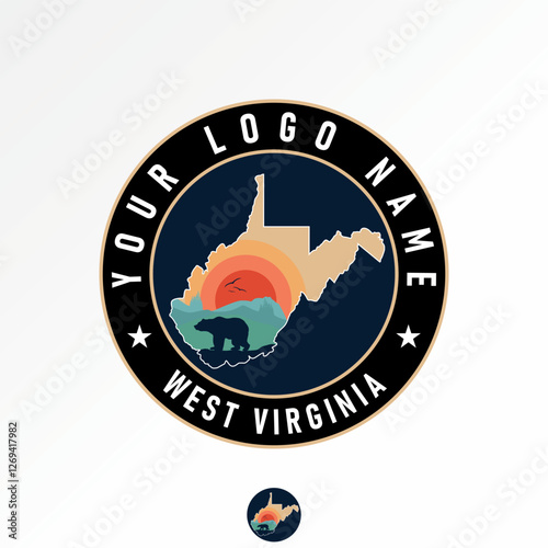 Logo design graphic concept creative premium vector stock image sell top west viginia maps bear wildlife animal scenic country forest tourism epic usa