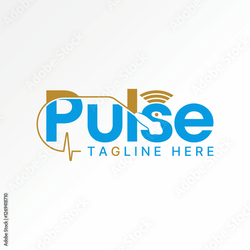 Logo design graphic concept creative premium vector stock image top sell text word Pulse stalk leaves leaf heal medical sonar signal router tech laser