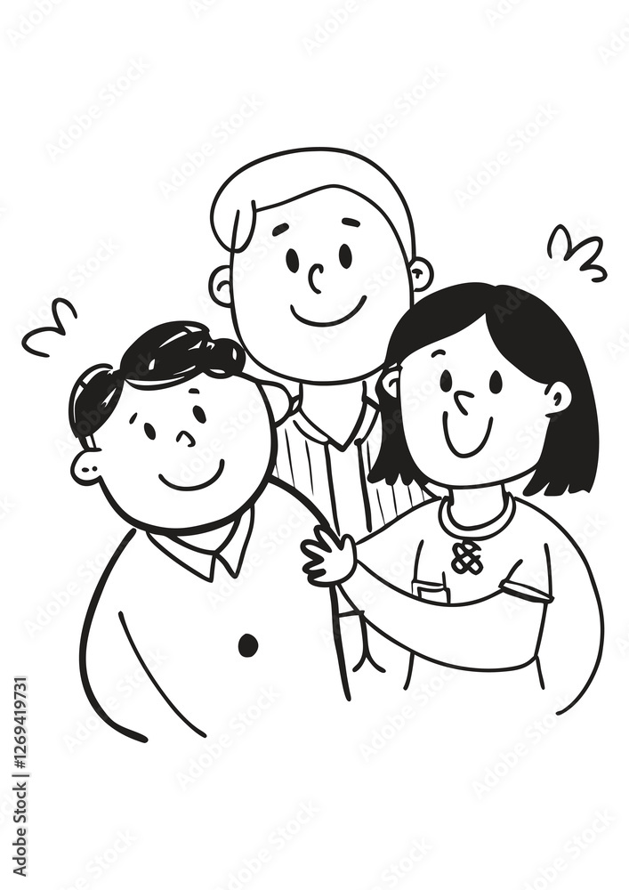Happy Family Doodle Art Vector Illustration Happy Family Doodle Art Vector Illustration