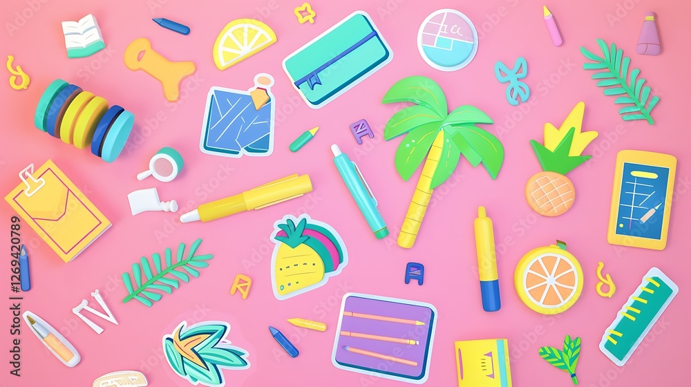 A collection of vibrant stickers and stamps for grading homework A collection of vibrant stickers and stamps for grading homework