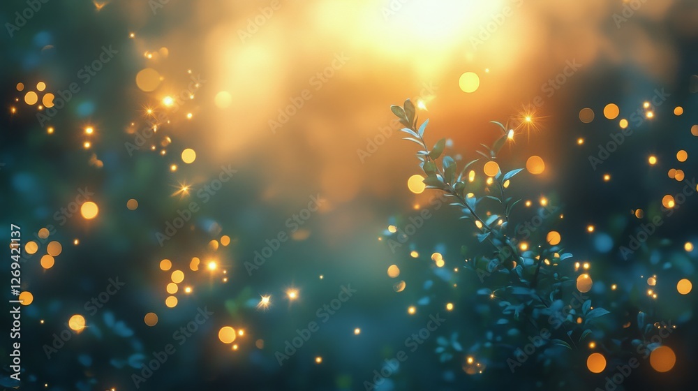 Soft glowing lights in an enchanting forest at dusk create a magical atmosphere and serene ambiance Soft glowing lights in an enchanting forest at dusk create a magical atmosphere and serene ambiance