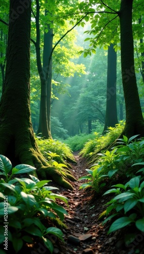 Forest undergrowth with astilboides tabularis, understory, plant life photo