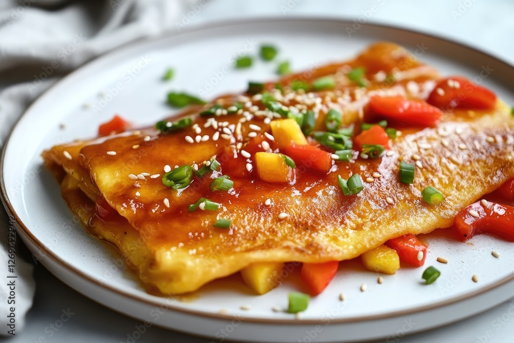 Sweet and Savory Egg Omelette with Mango and Peppers Sweet and Savory Egg Omelette with Mango and Peppers