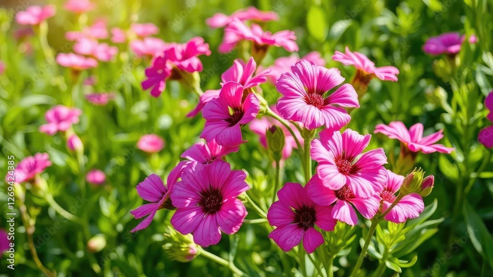 Dianthus flowers blooming in a lush green garden with soft sunlight, garden, lush, dianthus Dianthus flowers blooming in a lush green garden with soft sunlight, garden, lush, dianthus