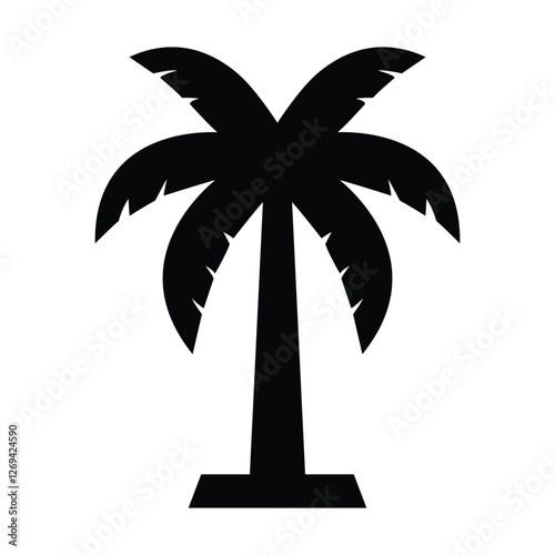 Simple black silhouette of a palm tree. silhouette icon, palm tree, tropical, summer, vacation, beach, icon, logo
