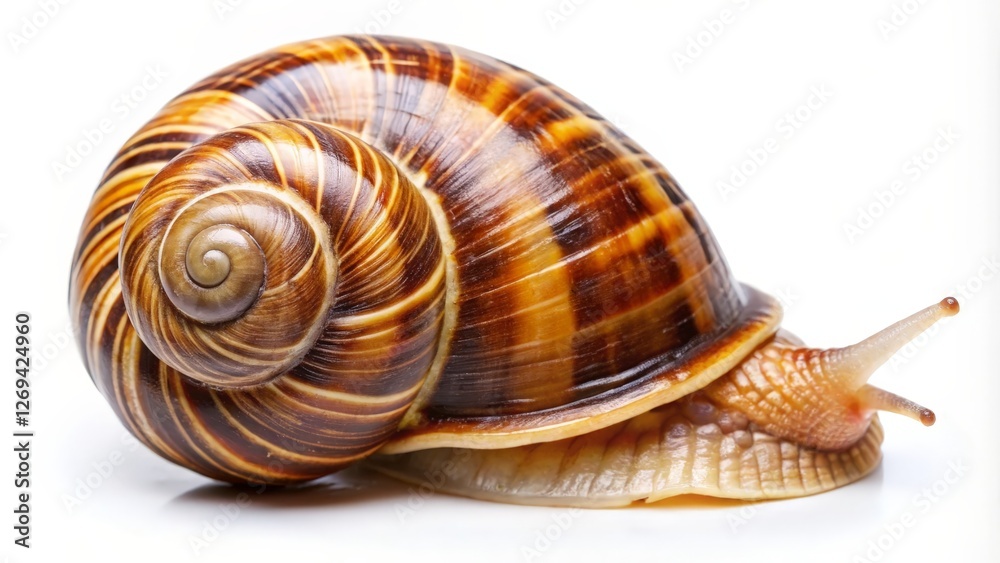 Snail Shell, Close-up, White Background Snail Shell, Close-up, White Background