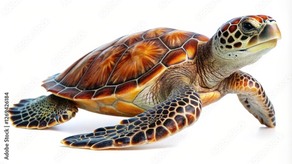 Obraz premium Sea Turtle on White Background