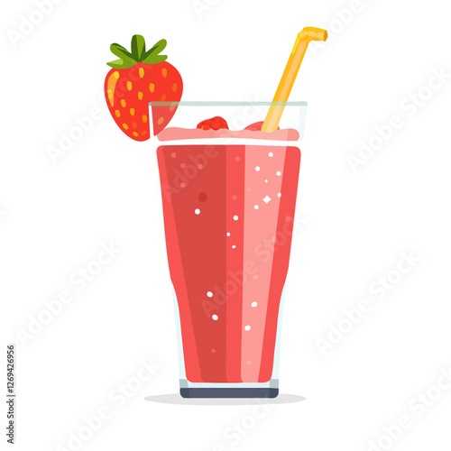 Breakfast smoothie, 2D flat vector illustration, isolated on a white background.

