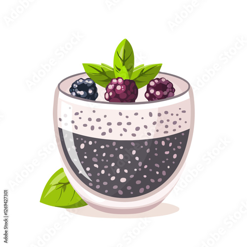 Chia, 2D flat vector illustration, isolated on a white background.

