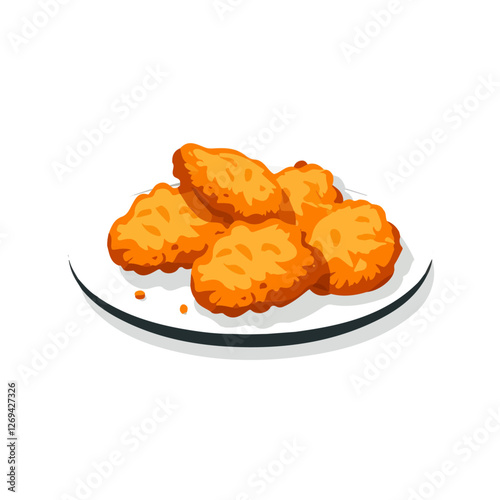 Chicken nuggets, 2D flat vector illustration, isolated on a white background.

