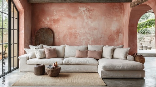 Cozy living room featuring a white sofa with pillows and nautical wall art in...