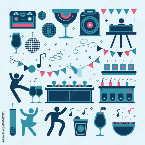 "Flat Party & Celebration Icon Set"