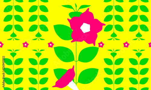 Dipladenia Seamless Pattern – Mandevilla Vine Floral Design
(French name: Dipladénia – Scientific name: Mandevilla)