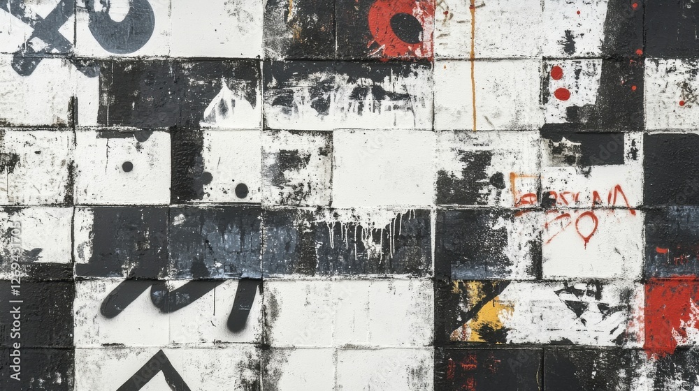 Fototapeta premium Urban Graffiti Wall Art, City Streets, Textured Image, Gritty Environment, Close-up View, Urban Culture